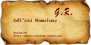 Gácsi Romulusz névjegykártya